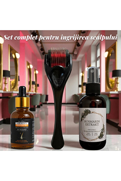 ROSMARİN Hair Growth Set – Dermaroller + Hair Growth Oil + Water with Rosemary, Ginseng, Ginger, Anti-Hair Loss