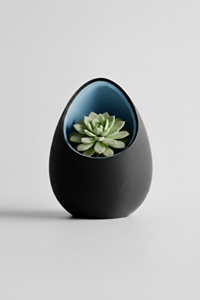OEM Decorative egg-shaped pot, Midnight Onyx & Artic Blue color