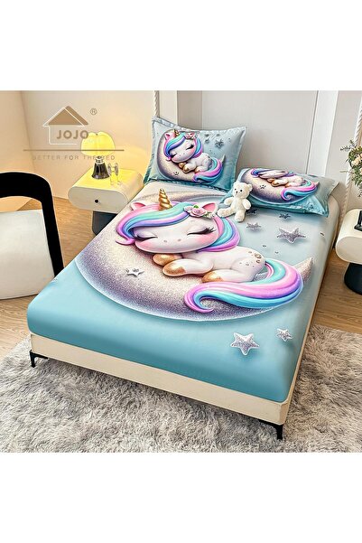 JOJO HOME 5D print bedspread set, 160x200cm, 3 pieces, Sleepy unicorn