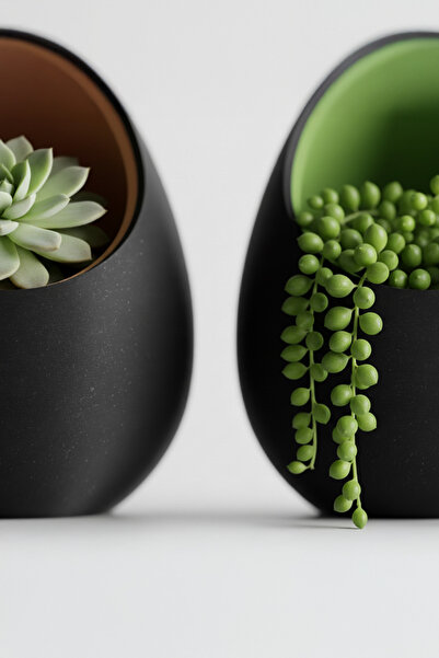 OEM Set of decorative mini egg pots, Midnight Onyx color