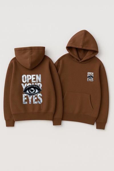 CLASSY.MODA Unisex με κουκούλα oversized με τύπωμα Φούτερ – Ανοίξτε τα μάτια ...