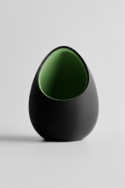 OEM Decorative egg-shaped pot, Midnight Onyx & Olive Green color