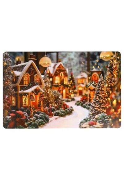 Tessari Set 4 x Christmas Placemat with Snowy Village Design 43.5 x 28.5 cm