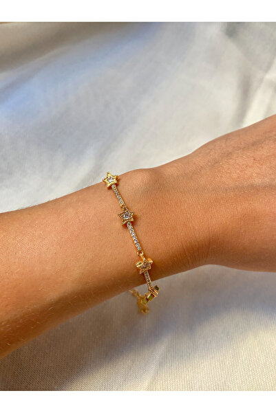 Bade Premium Seri Yıldız Model Zirkon Taşlı Çelik Kadın Bileklik