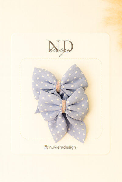 Nuviera Design Pastel Mavi Fiyonk Klipsli Toka - 2'li Set