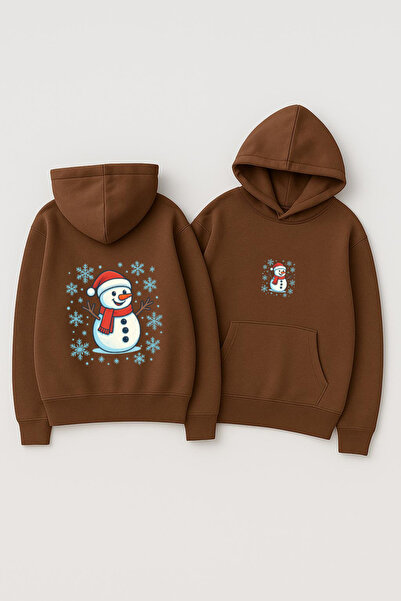 CLASSY.MODA Φούτερ Unisex με κουκούλα oversized με τύπωμα – Χιονάνθρωπος με χ...