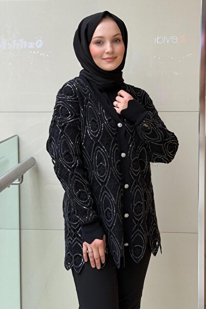 Ghisa Sequined Guipure Cardigan Innerwear Two-Piece Set