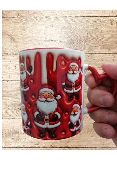 Farah home Noel Baba Temalı Kalp Kulplu Kupa