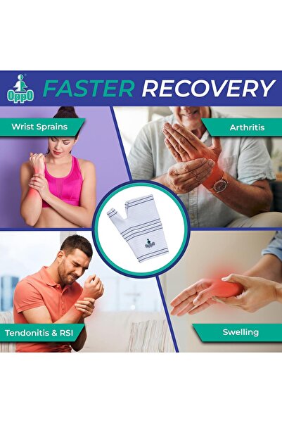 OPPO 2084 Elastic Left Palm Brace, Large, Beige, 1