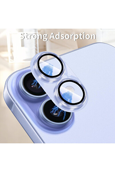 KVK PRİVACY iPhone 17 Uyumlu Metal Çerçeveli Tam Kaplayan Safir Cam Kamera Le...