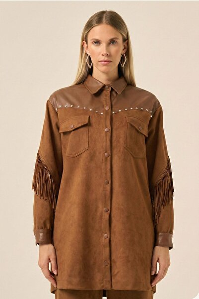 FTZ WOMEN Women's Scuba Suede Double Suit Brown 31232