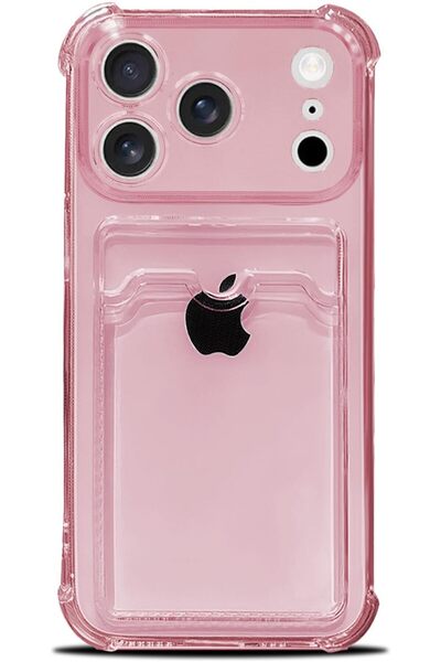 iPhone 17 Pro Max Kılıf Kartlıklı Anti Şok Korumalı Şeffaf Silikon