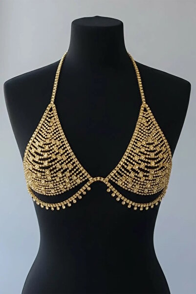 CAŞ DEKORASYON Αξεσουάρ σώματος με χρυσό χρώμα και πέτρα, μπικίνι τοπ μπραλέτ