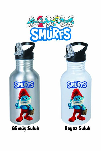 DKDZ SHOP Şirinlerrr Printed Metal Straw Drinker 600ml.