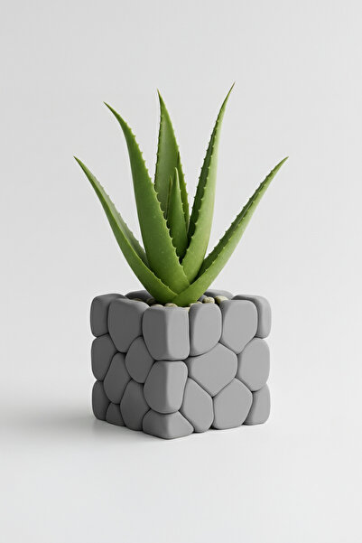 OEM Decorative flower pot with stone touch design, Graphite Mist color