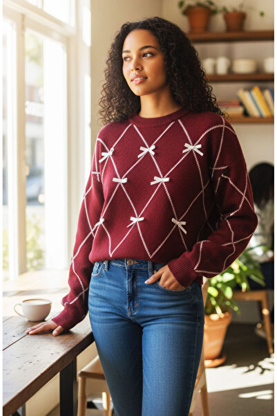 Star Fashion Women's sweater with bows, elegant and festive model