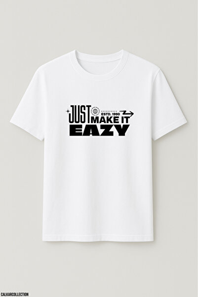 CALKARCOLLECTION تيشيرت للجنسين قصة فضفاضة Just Make It Easy