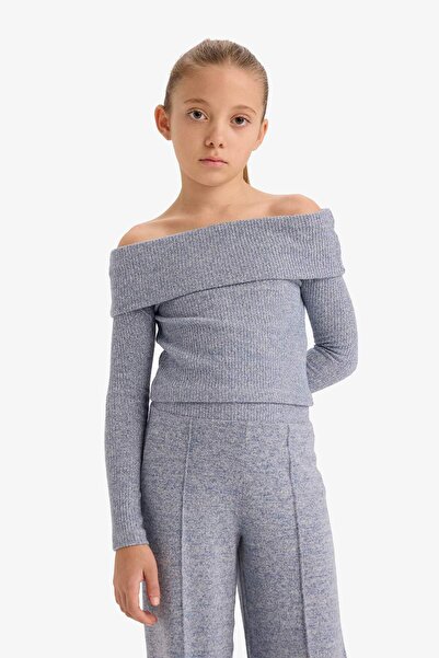 DeFacto Girl's 2-Piece Set Off-The-Shoulder Blouse Wide Loose-Leg Pants G5959A825Wn