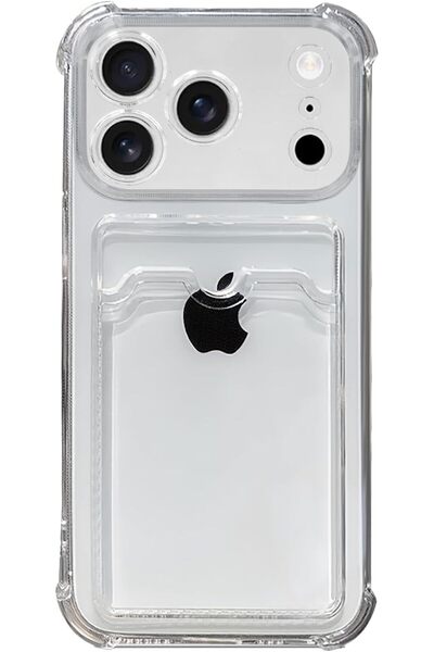 TEKNOMODA Apple iPhone 18 PRO Kılıf Kartlıklı Anti Şok Korumalı Şeffaf Siliko...