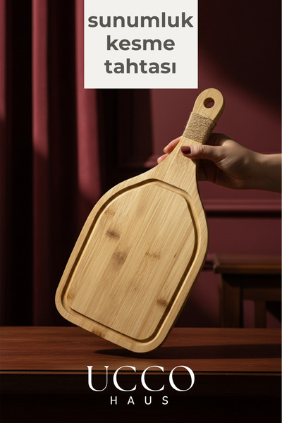 UCCO Bamboo Cutting Presentation Board 40 cm Medium Size – , Healthy, Durable Presentation Board for Delicatessen