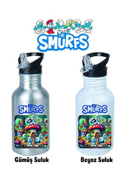 DKDZ SHOP Şirinlerrr Printed Metal Straw Drinker 600ml.