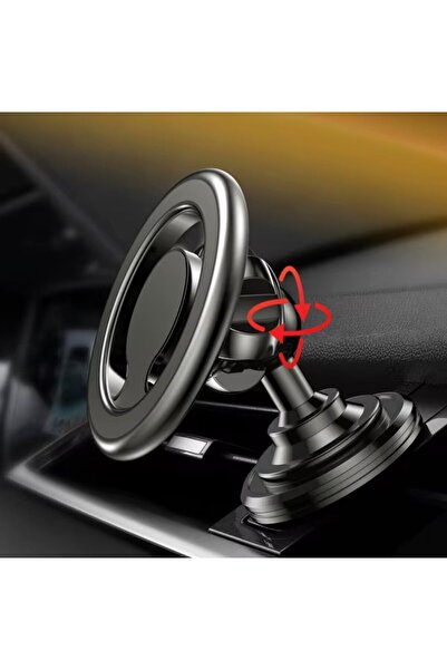 Generic Magnetic Car Phone Holder, 360° Rotation, Black, Dashboard Mount, Universal