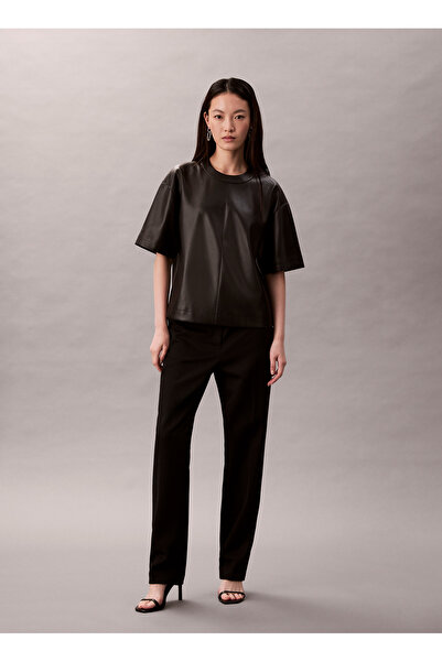 Calvin Klein Jeans Standart Yuvarlak Yaka Düz Siyah Kadın Gömlek LV044D113GUB1