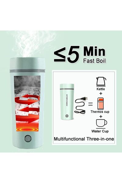 Bukela Electric Travel Kettle Portable Mini Hot Water Boiler Fast Boiling 350ml-Green