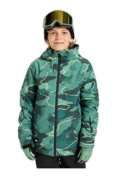 Quiksilver Yeşil Erkek Çocuk Kayak Montu EQBTJ03223-MISSION PRINTED YOUTH JK