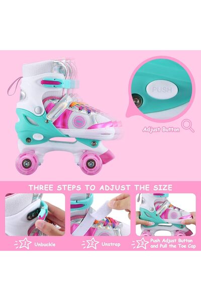 Bukela Girls Roller Skates Adjustable Light Up Wheels Illuminating for Beginners