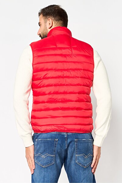 CELIO Men Quilted Puffer Vest Jacket, Red