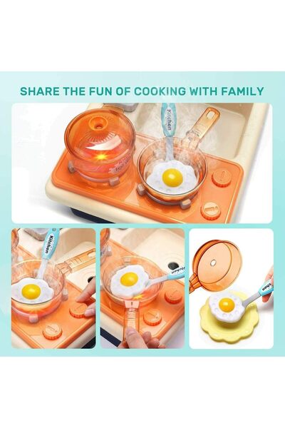 Bukela Kids Kitchen Sink Playset with Automatic Water Flow (Blue)