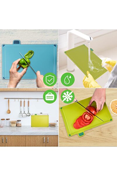 Bukela 4-Color Coded Plastic Cutting Boards Set BPA-Free Kitchen Chopping Boards