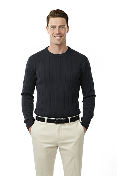 DeepSEA Füme Slim Fit Stretch Fabric Men's Knitwear Sweater – Crew Neck Stylish Design 2605433