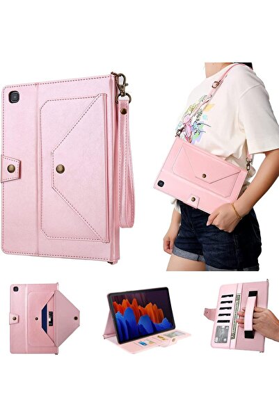 Bukela Case for Galaxy Tab S6 Lite PU Leather Protective Cover with Card Slot (Rose Gold)