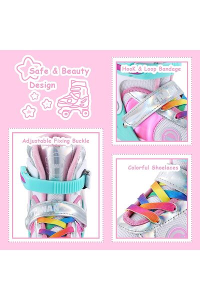 Bukela Girls Roller Skates Adjustable Light Up Wheels Illuminating for Beginners