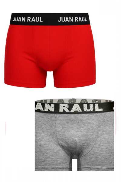 DeepSEA Men's Grey-Red Boxer Set – Flexible, Comfortable and Breathable Fabric 2-Piece Boxer 2603121