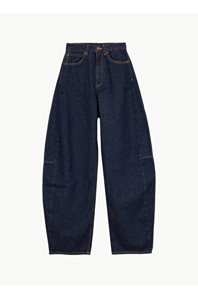 Calvin Klein Jeans Yüksek Bel Geniş Paça Standart Mavi Kadın Denim Pantolon L...