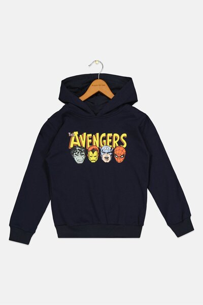 Marvel Kids Boy Graphic Print Long Sleeve Hoodies, Navy