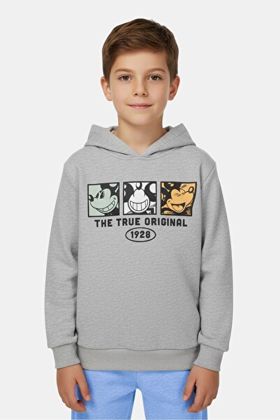 Disney x Micky And Friends Kids Boy Long Sleeve Hoodies, Heather Grey