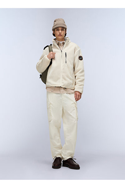 Napapijri NP0A88SYN1J1-T-DELBIOS Bej Fermuarlı Yaka Standart Düz Erkek Sweats...