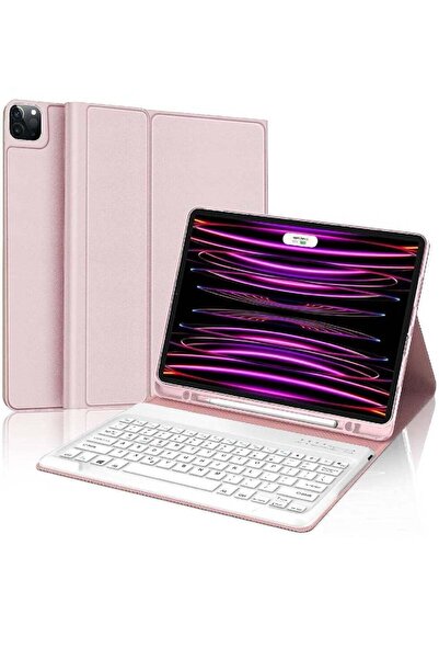 HYX Keyboard Case for iPad Pro 12.9 inch (2022/2021/2020/2018), UK Layout, Detachable, Pink