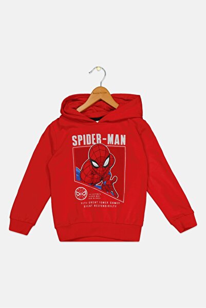 Marvel Kids Boy Spider-Man Long Sleeve Hoodie, Red