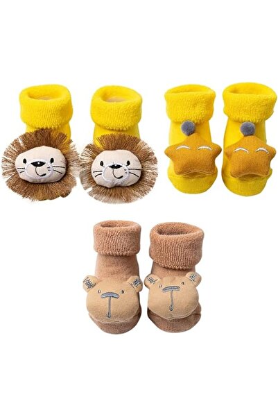 Arabest Rubber Non-Skid Grip Baby Winter Warm Cotton Slipper Socks,Soft Cute Cotton Bear Toddler Socks