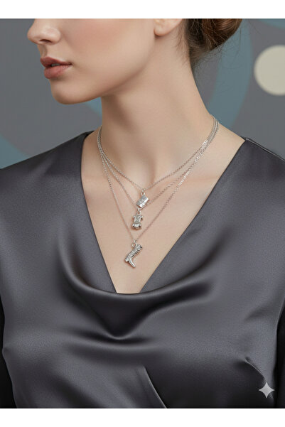 Uno Di Famiglia 3 ' lü çelik charm kolye seti , pasaport figürlü kolye , arab...