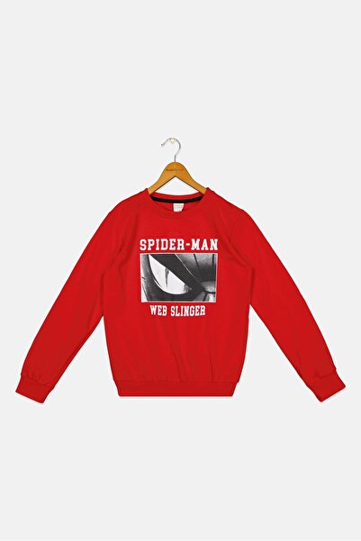 Marvel Kids Boy Crew Neck Graphic Print Long Sleeve Sweatshirts, Red