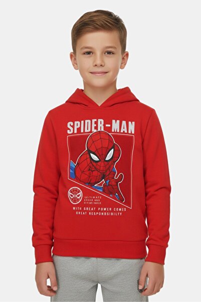 Marvel Kids Boy Spider-Man Long Sleeve Hoodie, Red
