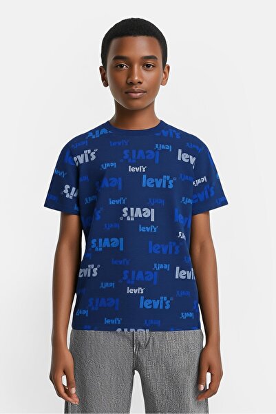 Levi's Kids Boy Crew Neck Short Sleeves Allover Print T-Shirt, Multicolor