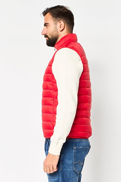 CELIO Men Quilted Puffer Vest Jacket, Red