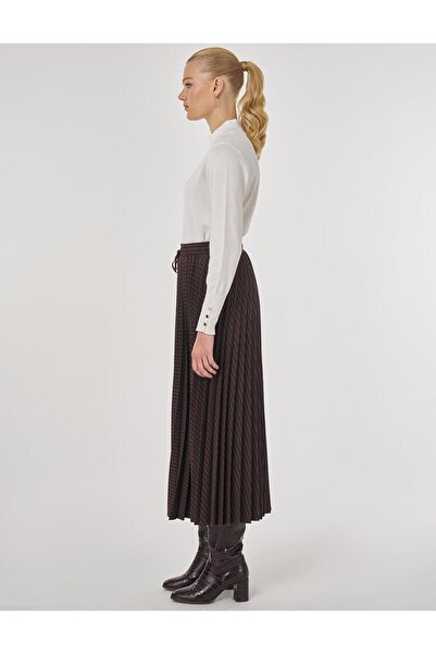 KYR Φούστα με μοτίβο ρίγες σε σκούρο καφέ